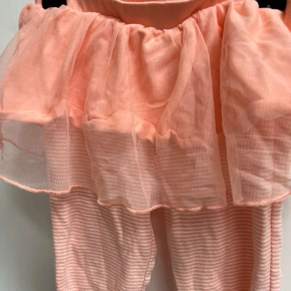 Carter’s 24M Orange and White Stripe Legging Pants with Ruffle Top
